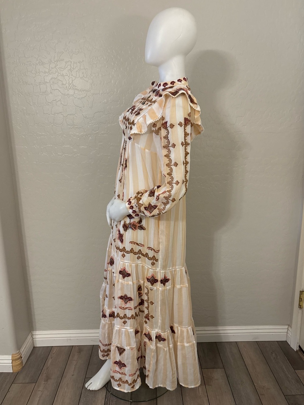 Farm Rio Jacquard Embroidered Ikat Long Sleeve Midi Dress XS - Picture 10 of 16
